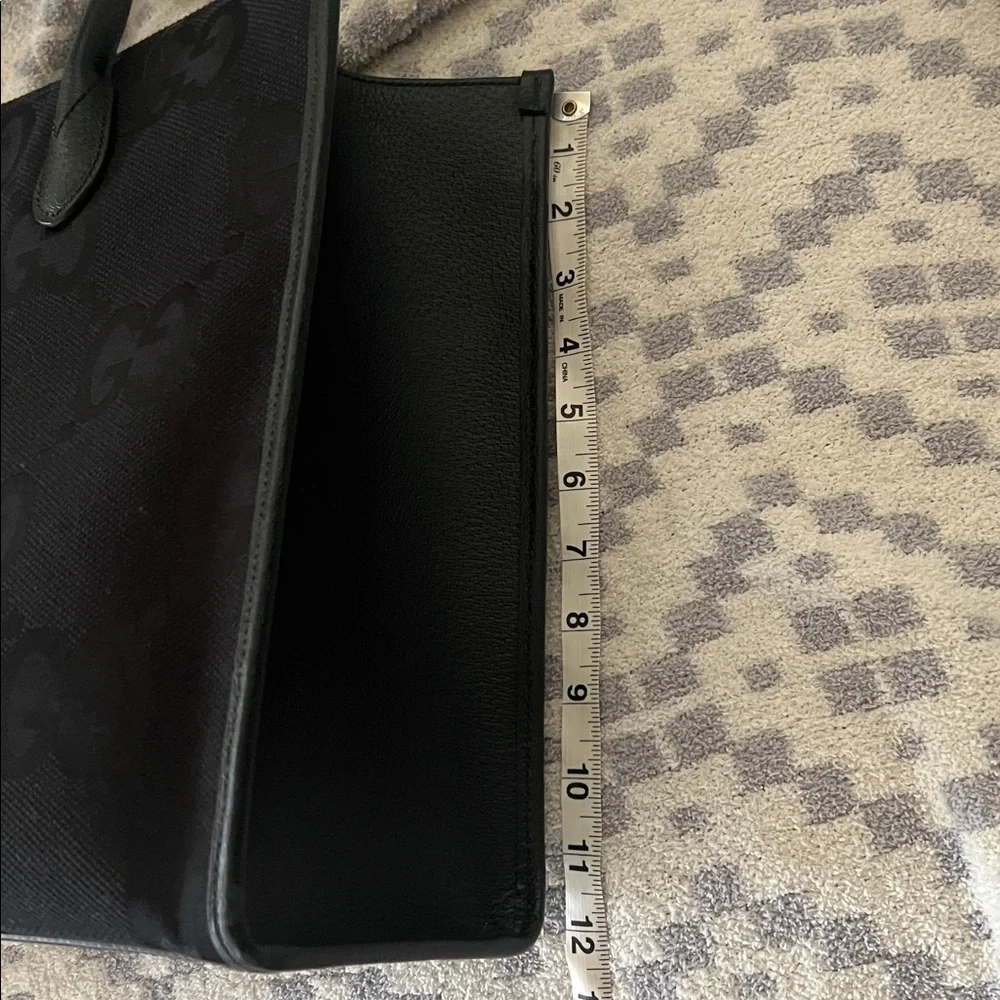Gucci Black GG Jacquard Tote with Leather Handles
